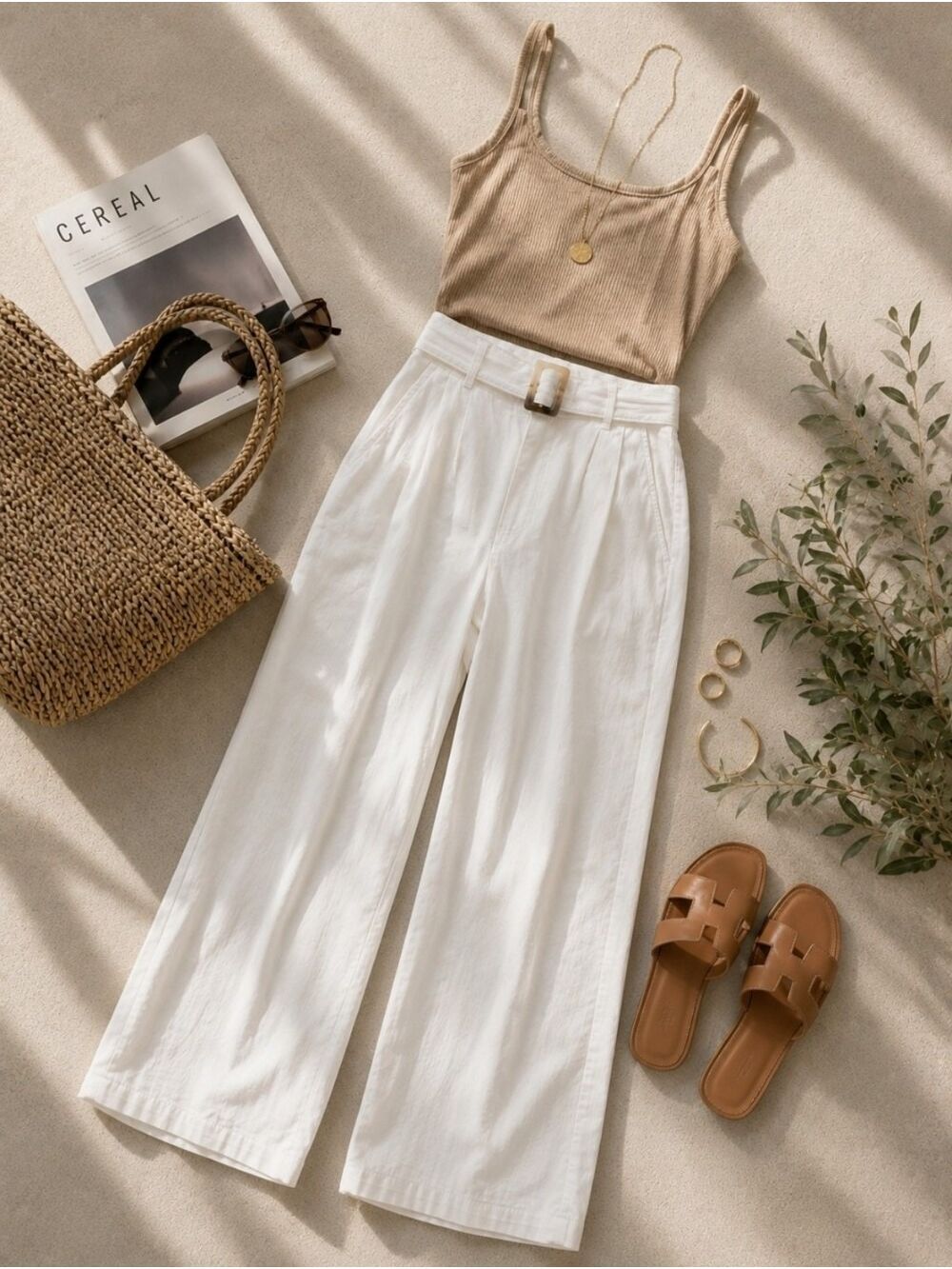 Dex White Wide Leg Belted Tencel Pants NWT Small - Picture 2 of 12